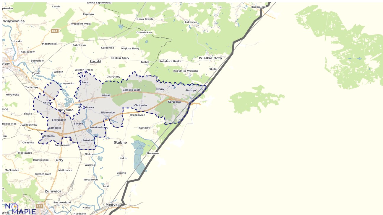 Mapa obszarów ochrony przyrody Radymna
