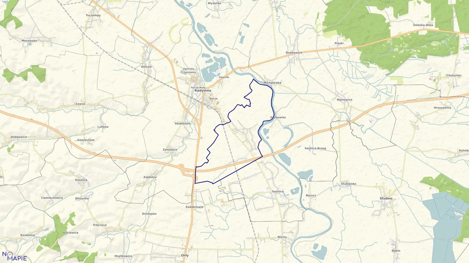 Mapa obrębu Święte w gminie Radymno