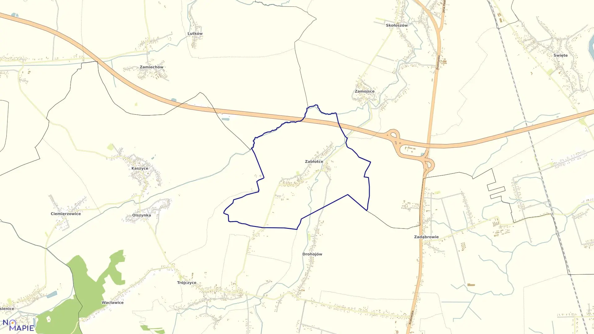 Mapa obrębu Zabłotce w gminie Radymno