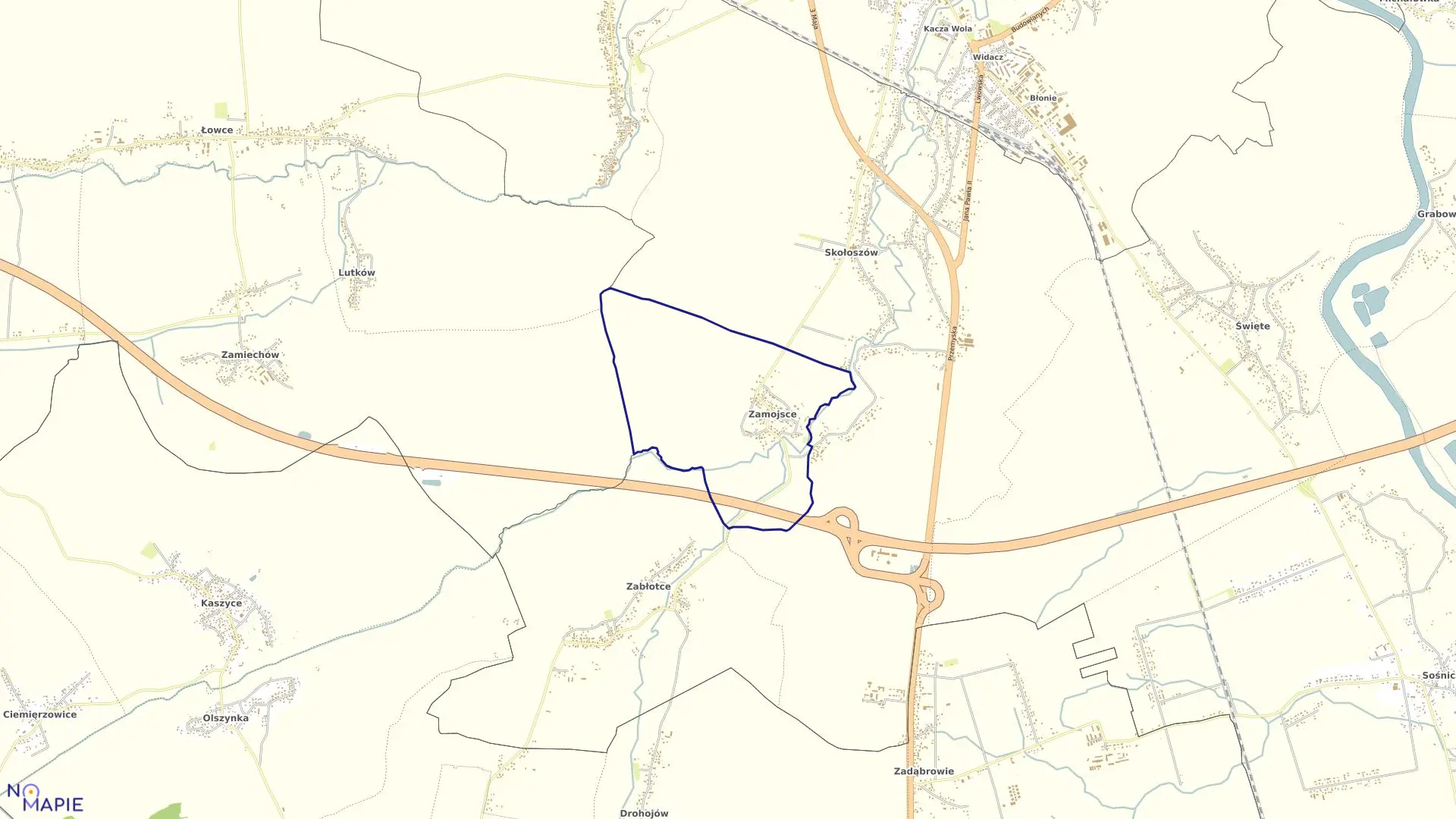 Mapa obrębu Zamojsce w gminie Radymno